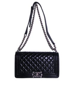 Chanel Medium Boy Bag, Patent, Black, 25649278 (2018), AC, 3*